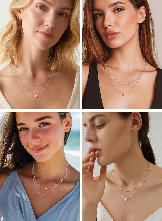 PROSILVER Sterling Silver Necklace for Women Layered Initial Pendant Necklaces Women's Dainty Silver Chain Trendy Charm Necklace Letter A - Image 4